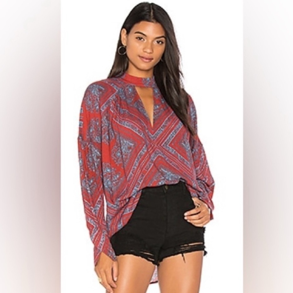 Free people medium festival top indie core walking on a dream cut out choker